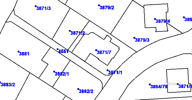 Parcela st. 3871/7 v KÚ Hlučín, Katastrální mapa