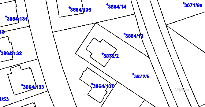 Parcela st. 3872/2 v KÚ Hlučín, Katastrální mapa