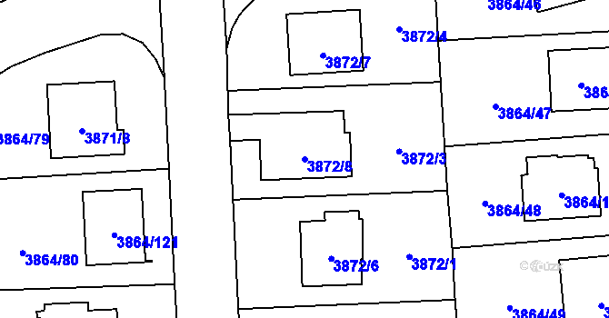 Parcela st. 3872/8 v KÚ Hlučín, Katastrální mapa