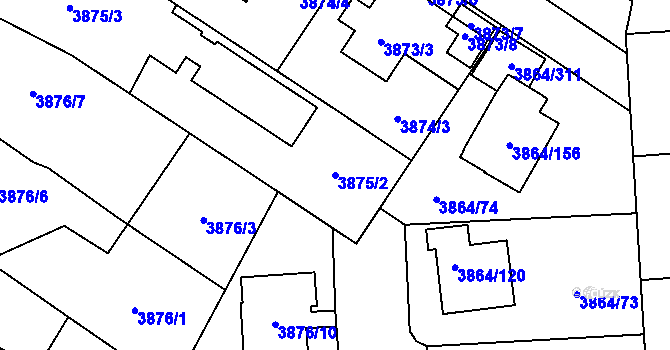 Parcela st. 3875/2 v KÚ Hlučín, Katastrální mapa