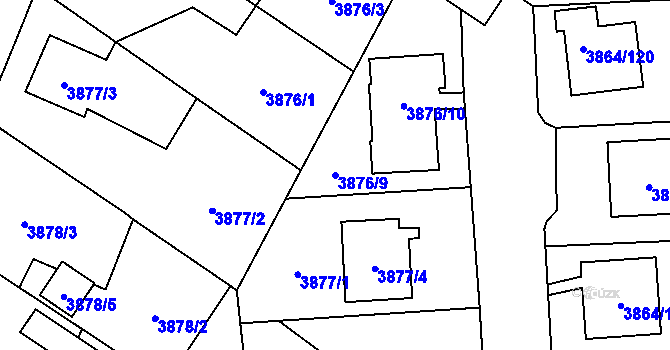 Parcela st. 3876/9 v KÚ Hlučín, Katastrální mapa