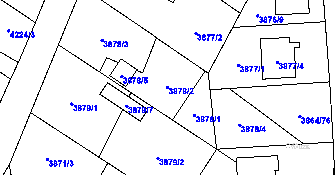 Parcela st. 3878/2 v KÚ Hlučín, Katastrální mapa