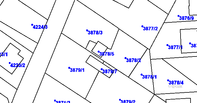 Parcela st. 3878/5 v KÚ Hlučín, Katastrální mapa