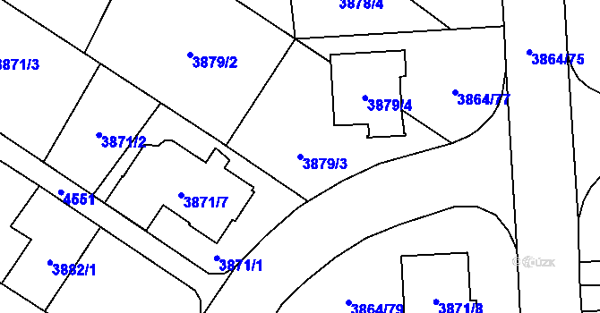 Parcela st. 3879/3 v KÚ Hlučín, Katastrální mapa