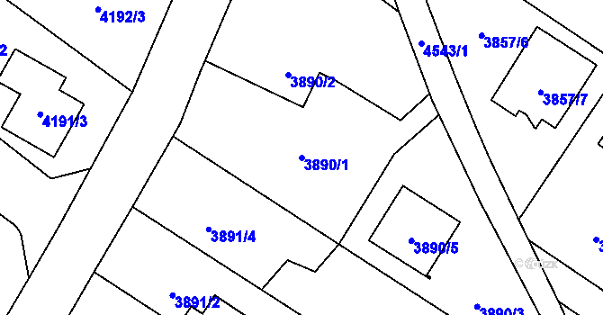 Parcela st. 3890/1 v KÚ Hlučín, Katastrální mapa