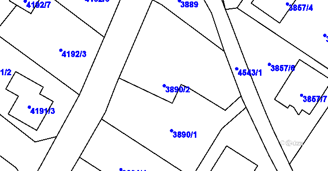 Parcela st. 3890/2 v KÚ Hlučín, Katastrální mapa