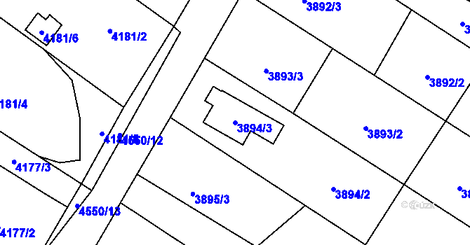 Parcela st. 3894/3 v KÚ Hlučín, Katastrální mapa