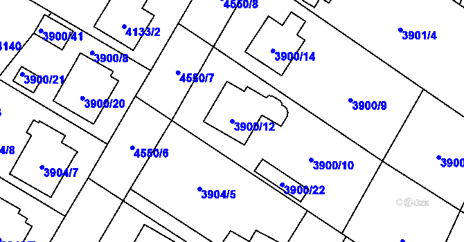 Parcela st. 3900/12 v KÚ Hlučín, Katastrální mapa