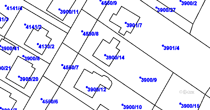Parcela st. 3900/14 v KÚ Hlučín, Katastrální mapa