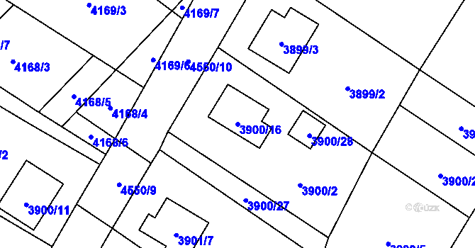 Parcela st. 3900/16 v KÚ Hlučín, Katastrální mapa