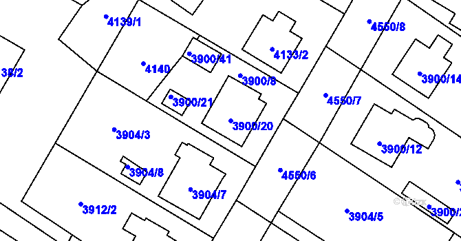 Parcela st. 3900/20 v KÚ Hlučín, Katastrální mapa