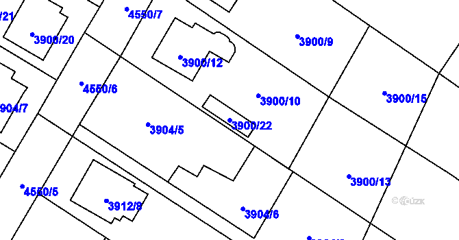 Parcela st. 3900/22 v KÚ Hlučín, Katastrální mapa
