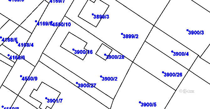 Parcela st. 3900/28 v KÚ Hlučín, Katastrální mapa