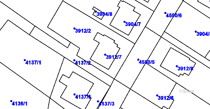 Parcela st. 3912/7 v KÚ Hlučín, Katastrální mapa