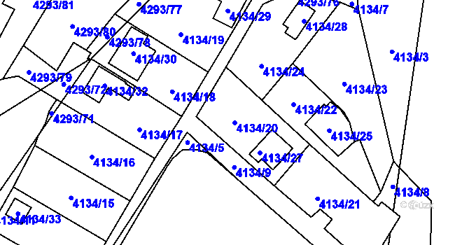 Parcela st. 4134/20 v KÚ Hlučín, Katastrální mapa