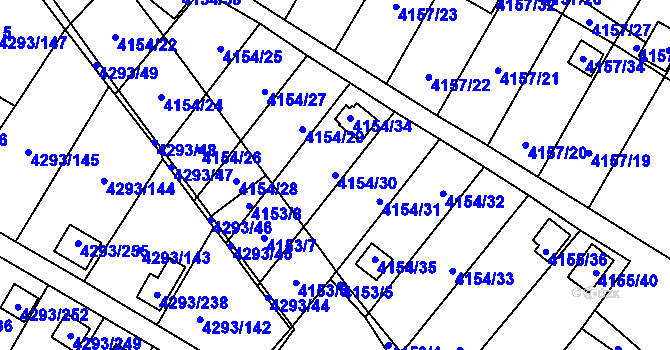 Parcela st. 4154/30 v KÚ Hlučín, Katastrální mapa