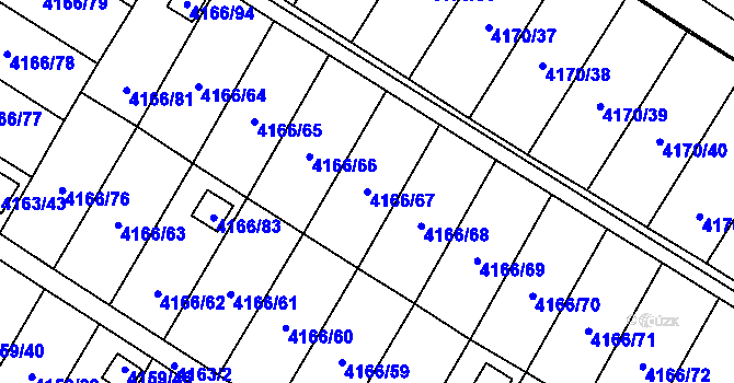Parcela st. 4166/67 v KÚ Hlučín, Katastrální mapa