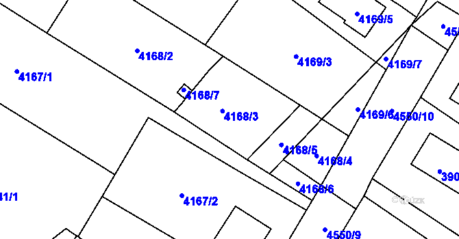 Parcela st. 4168/3 v KÚ Hlučín, Katastrální mapa