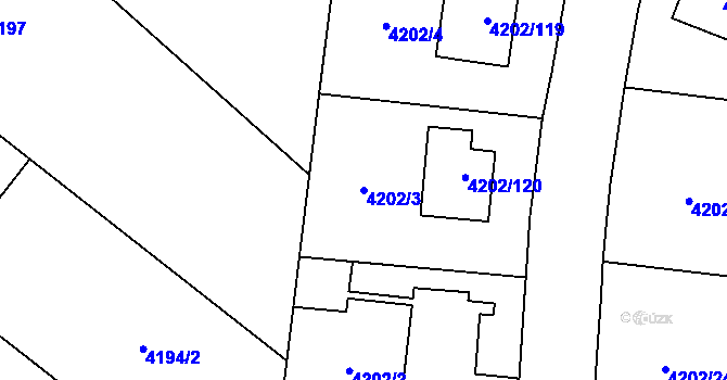 Parcela st. 4202/3 v KÚ Hlučín, Katastrální mapa