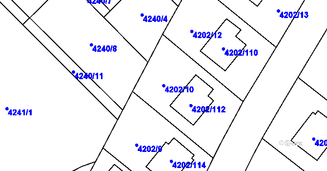 Parcela st. 4202/10 v KÚ Hlučín, Katastrální mapa