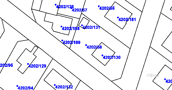 Parcela st. 4202/58 v KÚ Hlučín, Katastrální mapa