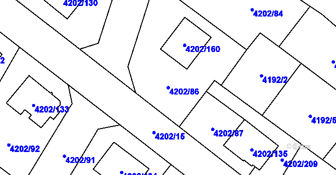 Parcela st. 4202/86 v KÚ Hlučín, Katastrální mapa