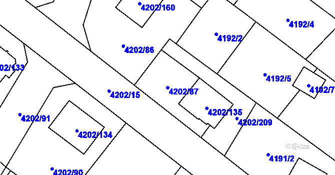 Parcela st. 4202/87 v KÚ Hlučín, Katastrální mapa
