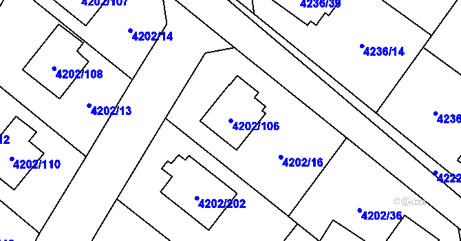 Parcela st. 4202/106 v KÚ Hlučín, Katastrální mapa