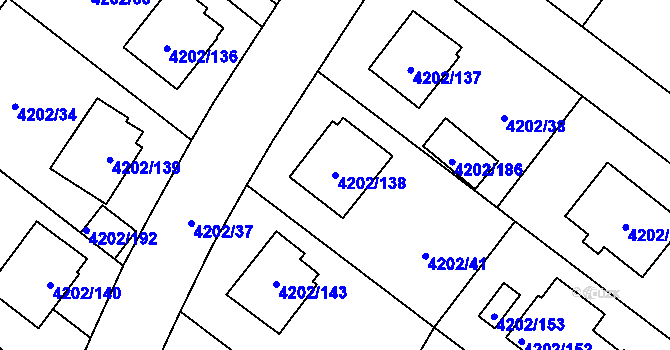 Parcela st. 4202/138 v KÚ Hlučín, Katastrální mapa