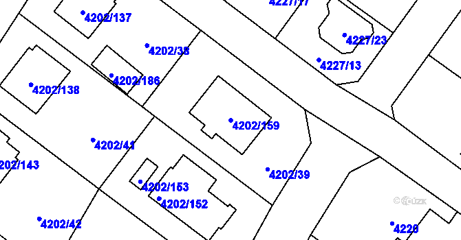 Parcela st. 4202/159 v KÚ Hlučín, Katastrální mapa