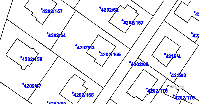 Parcela st. 4202/166 v KÚ Hlučín, Katastrální mapa