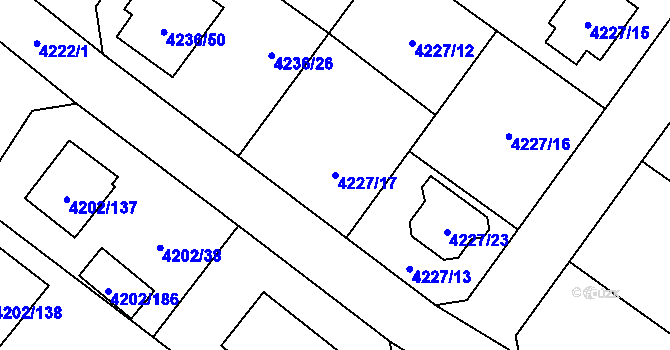 Parcela st. 4227/17 v KÚ Hlučín, Katastrální mapa