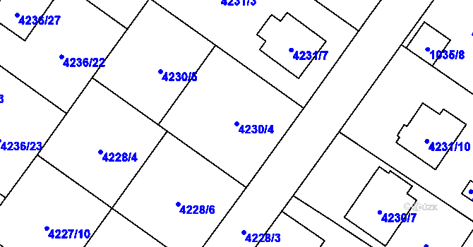 Parcela st. 4230/4 v KÚ Hlučín, Katastrální mapa