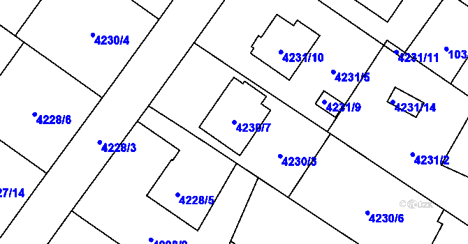 Parcela st. 4230/7 v KÚ Hlučín, Katastrální mapa