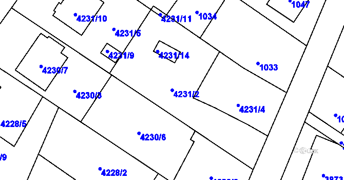 Parcela st. 4231/2 v KÚ Hlučín, Katastrální mapa