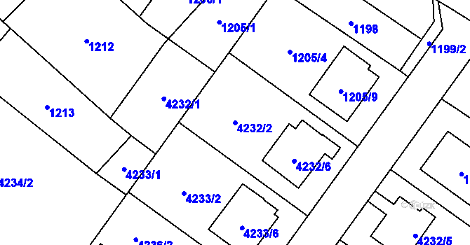 Parcela st. 4232/2 v KÚ Hlučín, Katastrální mapa