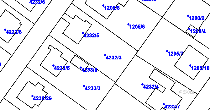 Parcela st. 4232/3 v KÚ Hlučín, Katastrální mapa