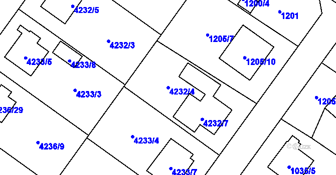 Parcela st. 4232/4 v KÚ Hlučín, Katastrální mapa