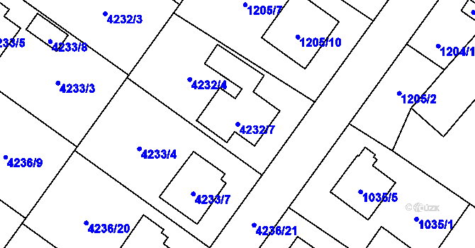 Parcela st. 4232/7 v KÚ Hlučín, Katastrální mapa