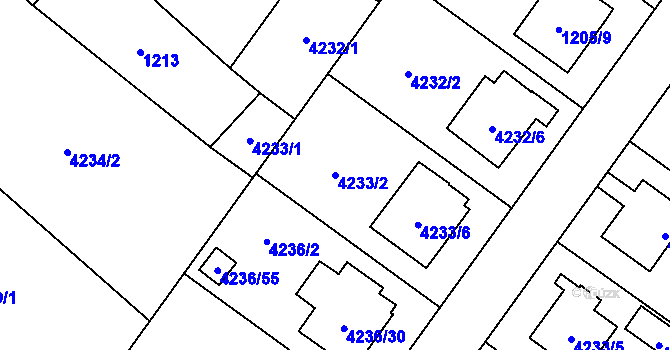 Parcela st. 4233/2 v KÚ Hlučín, Katastrální mapa