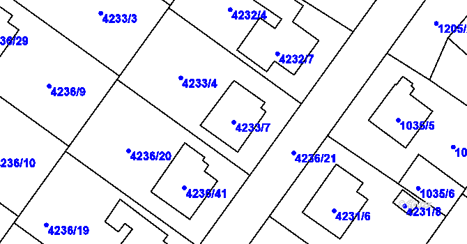 Parcela st. 4233/7 v KÚ Hlučín, Katastrální mapa