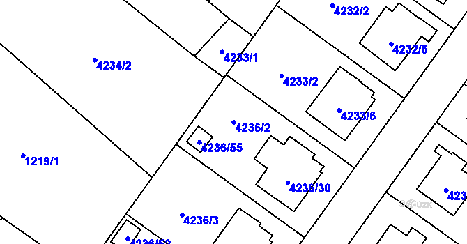Parcela st. 4236/2 v KÚ Hlučín, Katastrální mapa