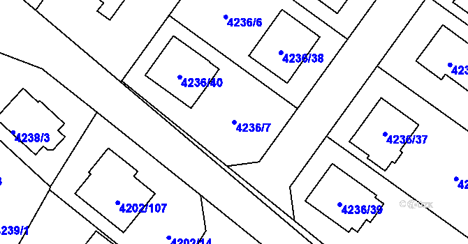 Parcela st. 4236/7 v KÚ Hlučín, Katastrální mapa