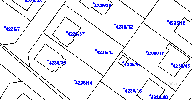 Parcela st. 4236/13 v KÚ Hlučín, Katastrální mapa