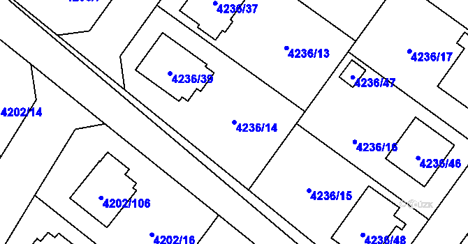 Parcela st. 4236/14 v KÚ Hlučín, Katastrální mapa