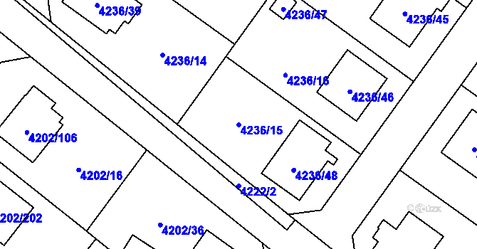 Parcela st. 4236/15 v KÚ Hlučín, Katastrální mapa
