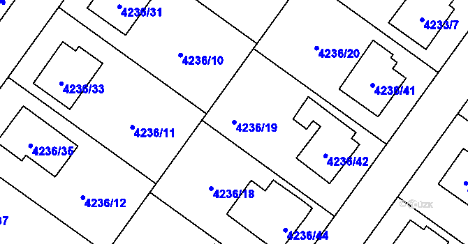 Parcela st. 4236/19 v KÚ Hlučín, Katastrální mapa