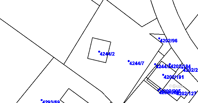 Parcela st. 4244/2 v KÚ Hlučín, Katastrální mapa