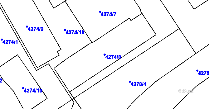 Parcela st. 4274/8 v KÚ Hlučín, Katastrální mapa