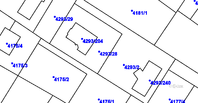 Parcela st. 4293/28 v KÚ Hlučín, Katastrální mapa